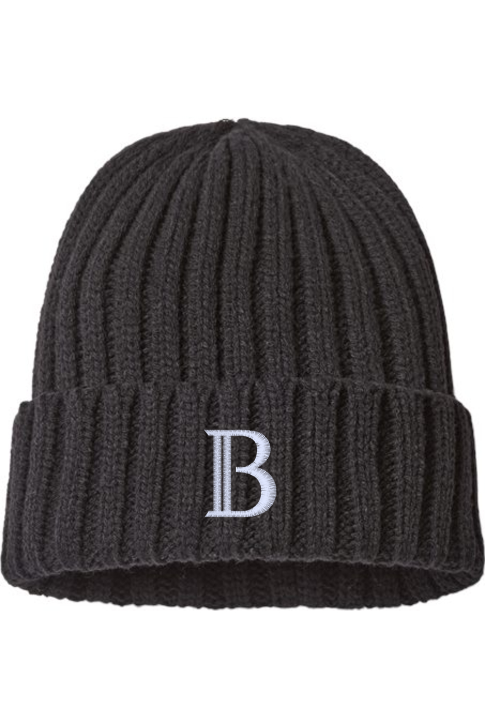 "B" - Atlantis Headwear Sustainable Embroidered Cable Knit Beanie