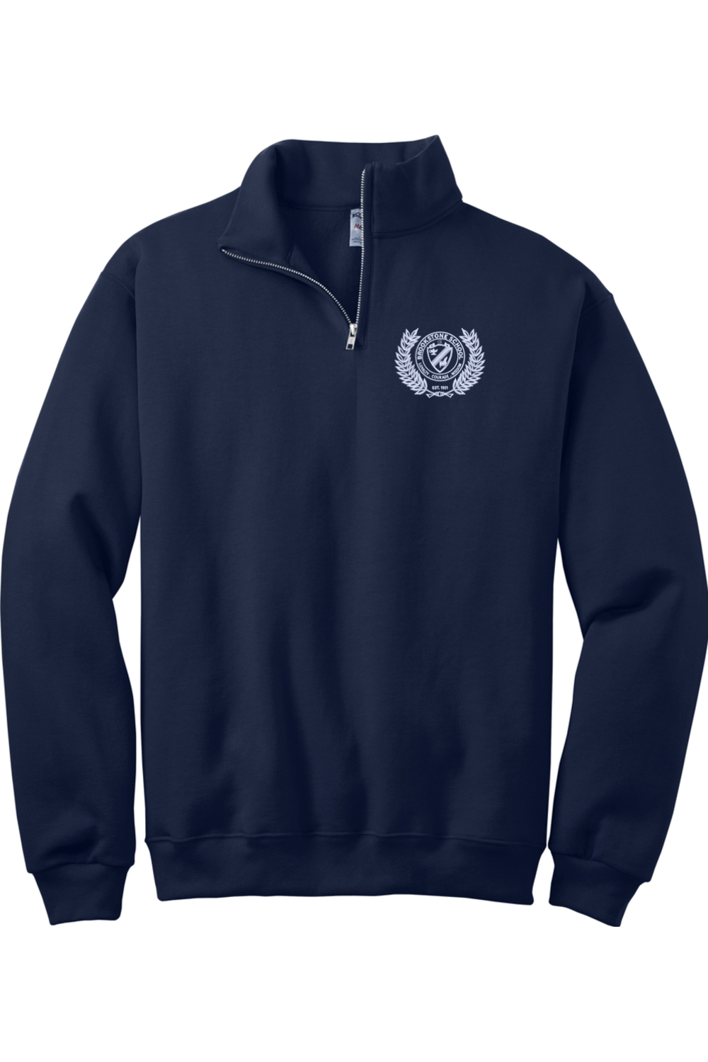 * UNIFORM APPROVED * - Brookstone Crest JERZEES 1/4-Zip Cadet Collar Embroidered Sweatshirt